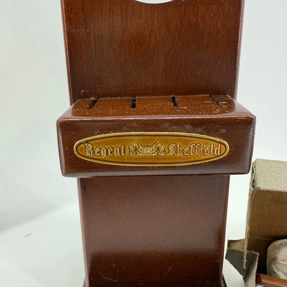 Vintage Regent Sheffield Butcher Block 9-pc Steak Knife Set w/ Wooden Holder NOS - Picture 6 of 9